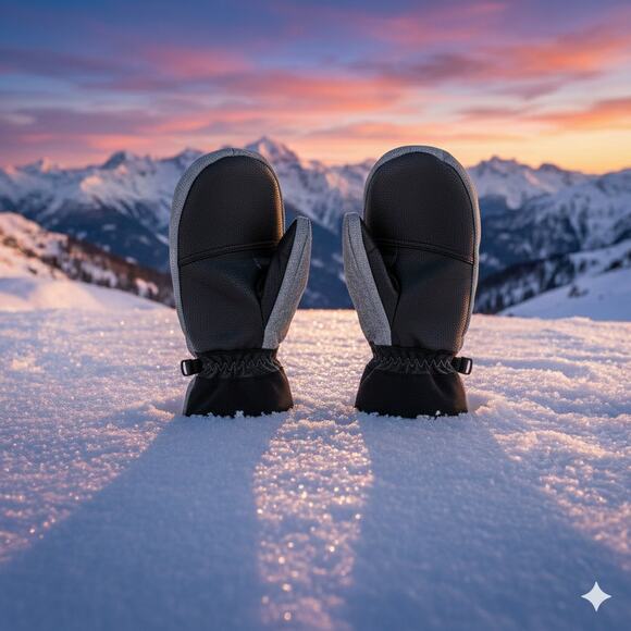 New Men’s Ski Mittens Size Large – Grey Heather Zipper Heat Pocket Insulated - Picture 4 of 8